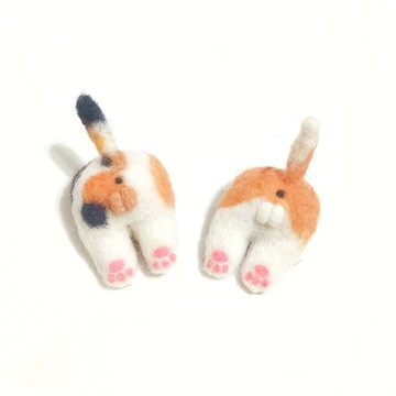 貓咪屁屁 -羊毛氈  三花貓 橘虎斑 別針或磁鐵