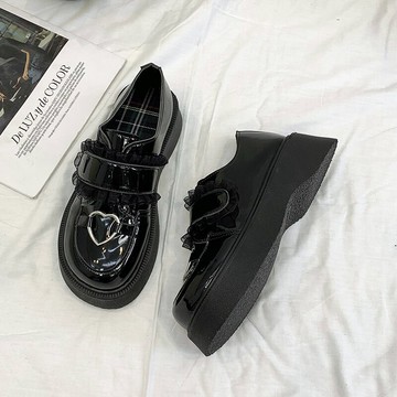 瑪麗珍小皮鞋女春秋法式復古黑色厚底大頭鞋甜酷圓頭軟妹日系jk鞋