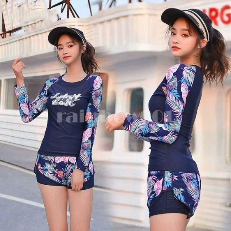 水着 レディース ショートパンツ 2点セット 体型カバー 長袖ラッシュパーカー 大人 ラッシュガード ママ水着 オトナ女子 女性 Uvカット 通販安い ジム運動用 通販 Lineポイント最大get Lineショッピング