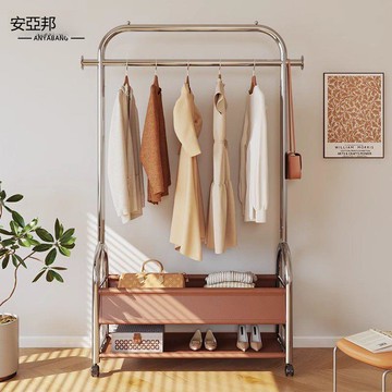 落地式衣帽架中古風輕奢臥室玄關收納置物分層晾衣衣物鞋包專用架 y8068