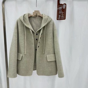 連帽馬甲兩件套羊絨大衣短款25早春新款韓系學院風小個子羊毛外套