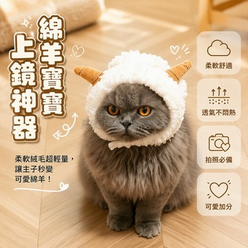 桃園出貨✨ 貓咪寵物可愛綿羊變裝頭套小型犬拍照造型帽2026新款