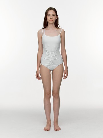 SOFT EYELET SWIMSUIT - WHITE