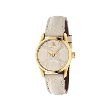 雙G皮紋女手錶