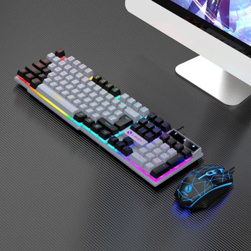 力鎂GTX300拼色有線發光鍵盤鼠標套裝機械手感游戲鍵鼠套裝直銷