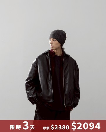 男裝 經典皮革厚鋪棉夾克外套-黑 M/L