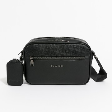 PLAYBOY - 斜側背包  Play of light and shadow系列 - 黑色/152-0201-09-7