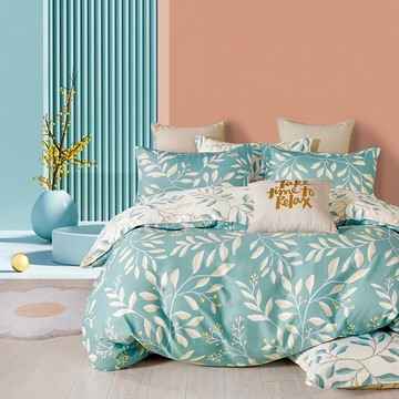 Pure One 床包-100%純棉 枕套床包組 Set 台灣製  床包 + 枕套  單人(床包105 x 186cm + 枕套45 x 75cm)  葉傾城藍