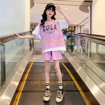 女童短袖兩件套女童夏季套裝中大童兒童兩件套夏款洋氣時髦短袖童裝夏裝【淘夢屋】