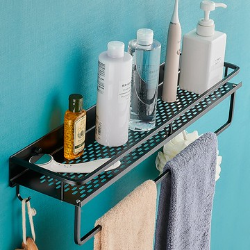 太空鋁浴室置物架壁掛式免打孔廁所洗澡間牙膏牙刷化妝品收納架子