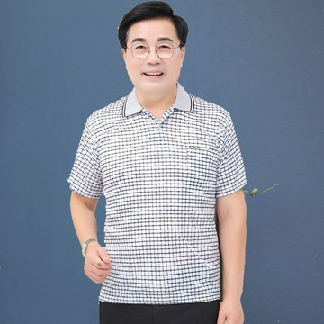 【爸爸上衣】男裝POLO衫 爸爸短袖T恤 夏裝短袖 T恤男 夏季上衣 中年男士POLO衫 中老年人體恤衫 爺爺冰絲半袖