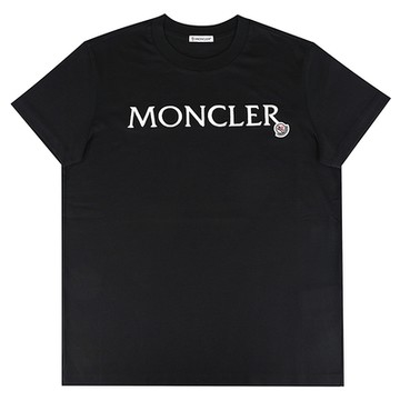 MONCLER 品牌刺繡LOGO圓領短袖T恤(女款/黑x白)