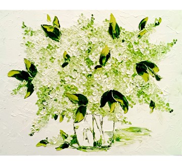 紫丁香油畫原創藝術品厚塗花卉藝術紫丁香花 16 x 20