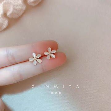 日韓貓眼石花朵耳釘時尚簡約百搭耳環高級感耳飾2026年新款潮女生