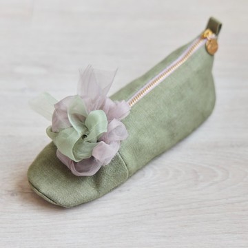 咲編 Petit Pas 鞋型丹寧收納包 | Lady | 開心果綠