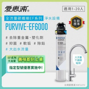 EVERPURE愛惠浦 櫥下型 PURVIVE-EF6000大流量不鏽鋼龍頭生飲淨水器