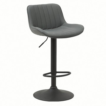 整新品030201艾爾頓直紋PU面黑腳可調式吧檯椅-灰色(坐墊破皮)