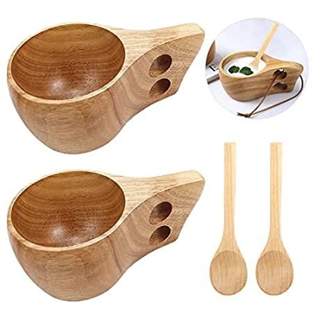 2Pack Wooden Cup Portable Outdoor Camping Drinking Mug Natural Wooden Cup w＿並行輸入品