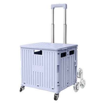 富樂屋65l(紫色)八輪折疊購物收納車 可爬樓梯 家庭菜籃車 購物車 免安裝收納車 折疊手拉車