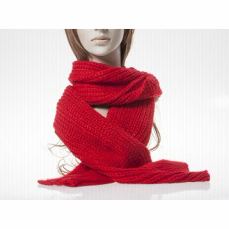 冬 ファッション 男女兼用 防寒対策 お洒落 手編み風 シンプル ニット ショール マフラー 0cm レッド 送料込 通販 Lineポイント最大1 0 Get Lineショッピング