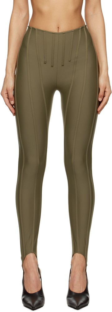 Mugler 卡其色 Corseted 紧身裤