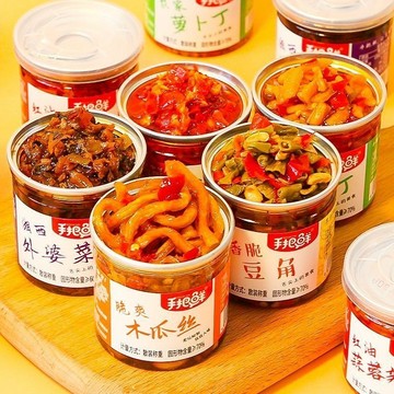 【全網最優】臺灣出貨 手把鮮 香辣小菜100g 木瓜絲 外婆菜 下飯菜 蒜蓉 辣椒醬 蘿蔔 乾 酸豆角 榨菜 小罐小包裝