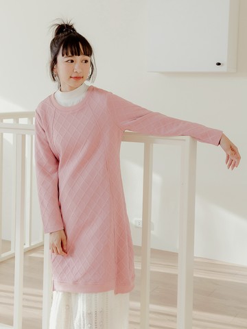 甜美立體織紋H-LINE短洋裝/長版上衣