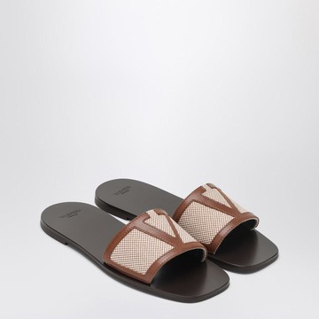 Valentino Garavani Viva Superstar Brown Canvas Slide Sandal