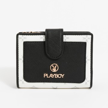 PLAYBOY - 短夾  黑白TWO系列 - 米白色/552-5113-01-2