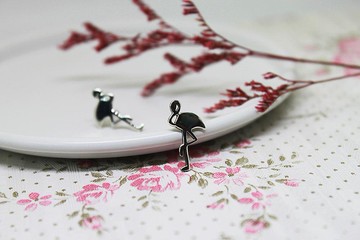 【925銀】 鶴吉祥 / 耳針 / 耳環