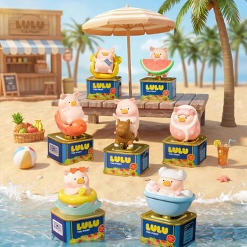 罐头猪LuLu 🐷放假Lu系列植絨盲盒 罐頭豬搖搖公仔 可動手辦 搖搖樂擺件 可愛小豬公仔 豬豬控必收 潮玩桌面收藏擺飾