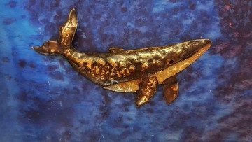 座頭鯨 鍛敲銅盤/手工鍛敲銅盤