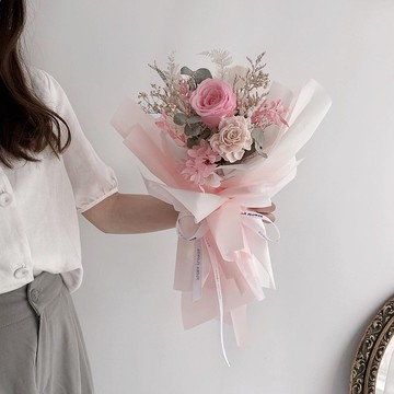 Flora Flower乾燥花束-蜜桃粉系