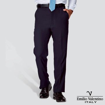 【Emilio Valentino】機能彈性平面西裝褲-丈青