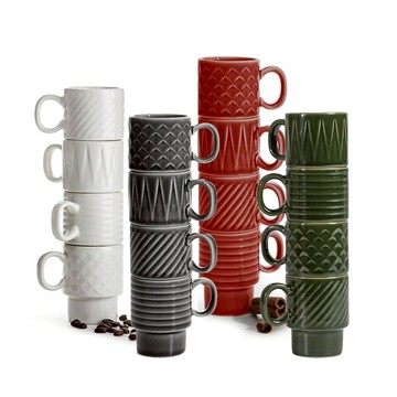 Coffee & More 濃縮咖啡杯4入組  四色 灰