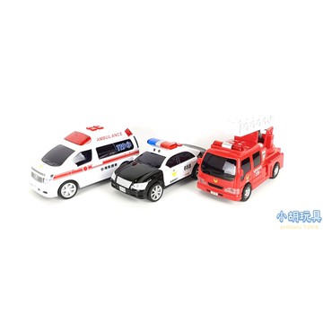 正版 台灣好車隊-3入救援組 中英雙語（內附電池) ST安全玩具 救護車 消防車 警車 兒童玩具【小胡玩具(電子發票)】