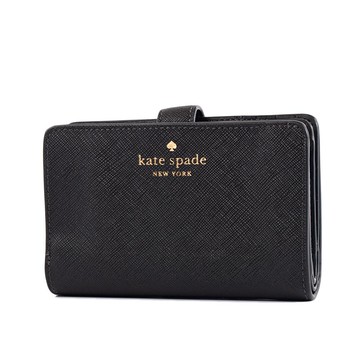 KATE SPADE Schuyler 防刮十字紋釦式中夾-黑色