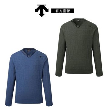 【DESCENTE】GOLF 迪桑特 男士 V領高爾夫針織衫 (卡其色/藍色)