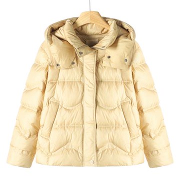 1599西湖閣老【提】冬裝 連帽不可拆純色壓線格子短款羽絨服815