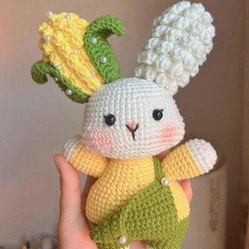 材料包🍋毛線手工鉤針編織爆米花兔子玩偶手工diy包包掛件鑰匙扣包禮物 手工藝美勞作業 手做毛線小物鉤針編織材料