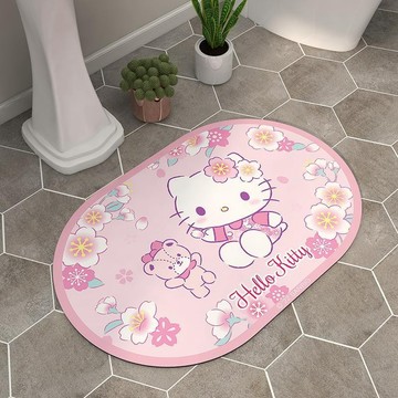 地墊 地毯🎀 hello kitty軟硅藻泥浴室吸水地墊衛生間防滑踩腳墊廁所地毯卡通 軟地墊 腳踏墊 防滑墊