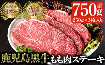 鹿児島黒牛 モモ肉ステーキ(250g×3パック・計750g) 国産 黒毛和牛 赤身B13