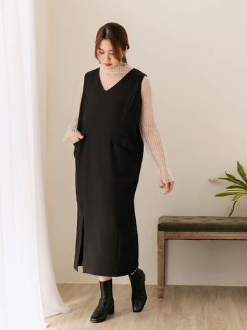 質感生活．簡約V領無袖洋裝