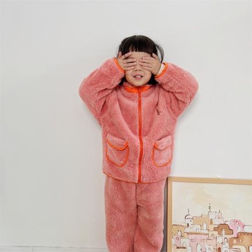 小黑托昵冬季男童加絨家居服套裝