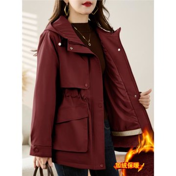 百搭收腰加絨派克服簡約氣質2025冬季加厚保暖上衣外套顯瘦棉服潮