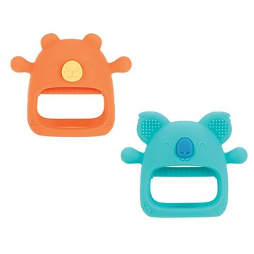 Nuby 手握式矽膠固齒器-藍色熊/橘色熊【悅兒園婦幼生活館】