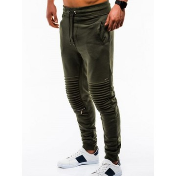 男士窄管褲時尚休閒運動接條紋褶皺長褲