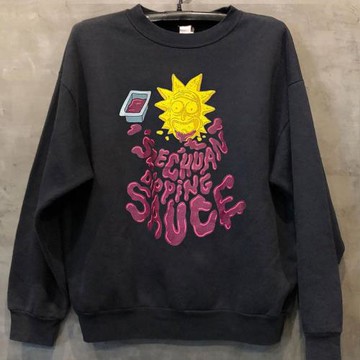 vintage復古太陽花融化字母美式街頭長袖外套男女oversize衛衣潮