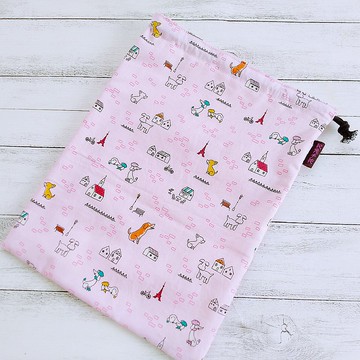 可愛狗狗 純棉薄帆 特大束口袋 食物袋 蔬菜袋 雜物袋