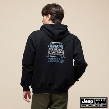 JEEP  男裝 口袋連帽外套-黑色